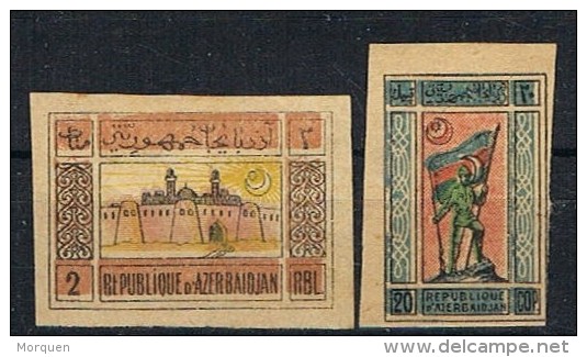 Lote 2 Sellos AZERBAIDJAN (Republica Sovietica) 1919, Yvert 19 Y 23 */** - Azerbaiyán