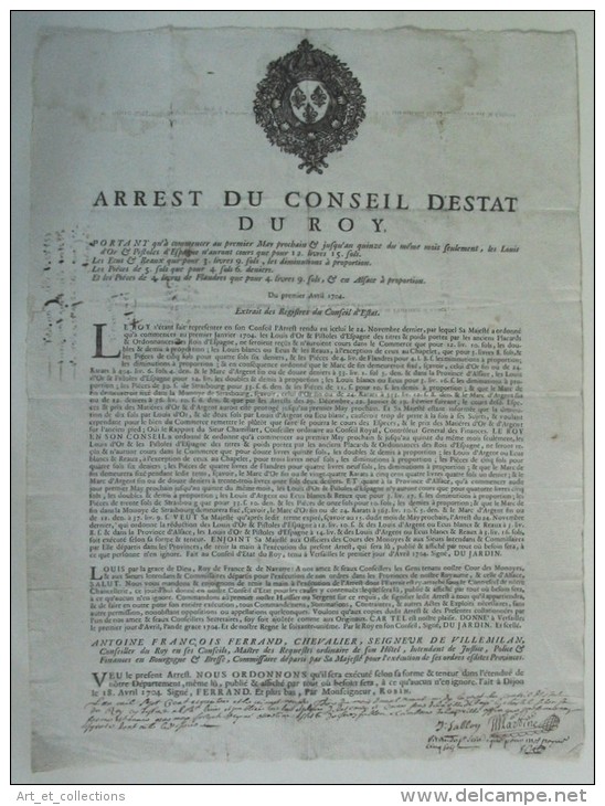 Arrest Du Conseil D’Estat Du Roy Du 1er Avril 1704 - Estampes & Gravures