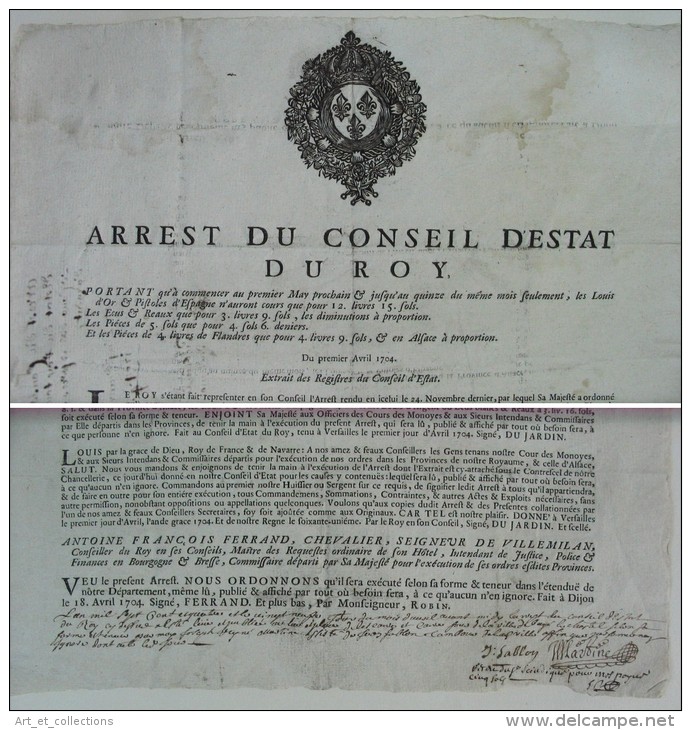 Arrest Du Conseil D’Estat Du Roy Du 1er Avril 1704 - Estampes & Gravures