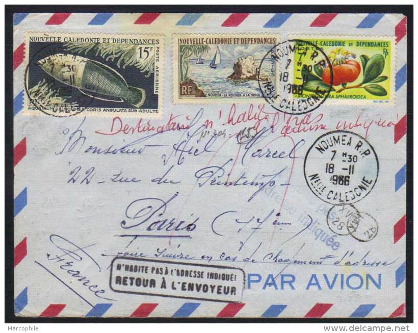 NOUVELLE CALEDONIE - NOUMEA / 1966 LETTRE AVION POUR PARIS - NPAI (ref 4755) - Covers & Documents