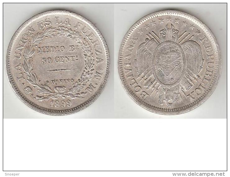 *Bolivia 50 Centavos 1899  Km 161.5  Vf+ - Bolivia