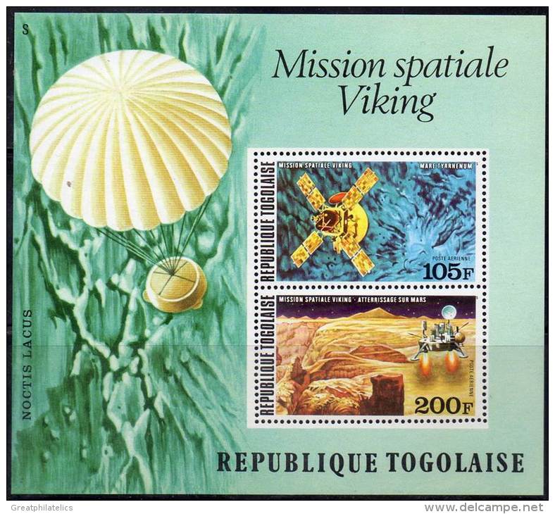 TOGO 1976 Viking Mission S/S MNH SPACE, ASTRONOMY, PARACHUTE - Sammlungen