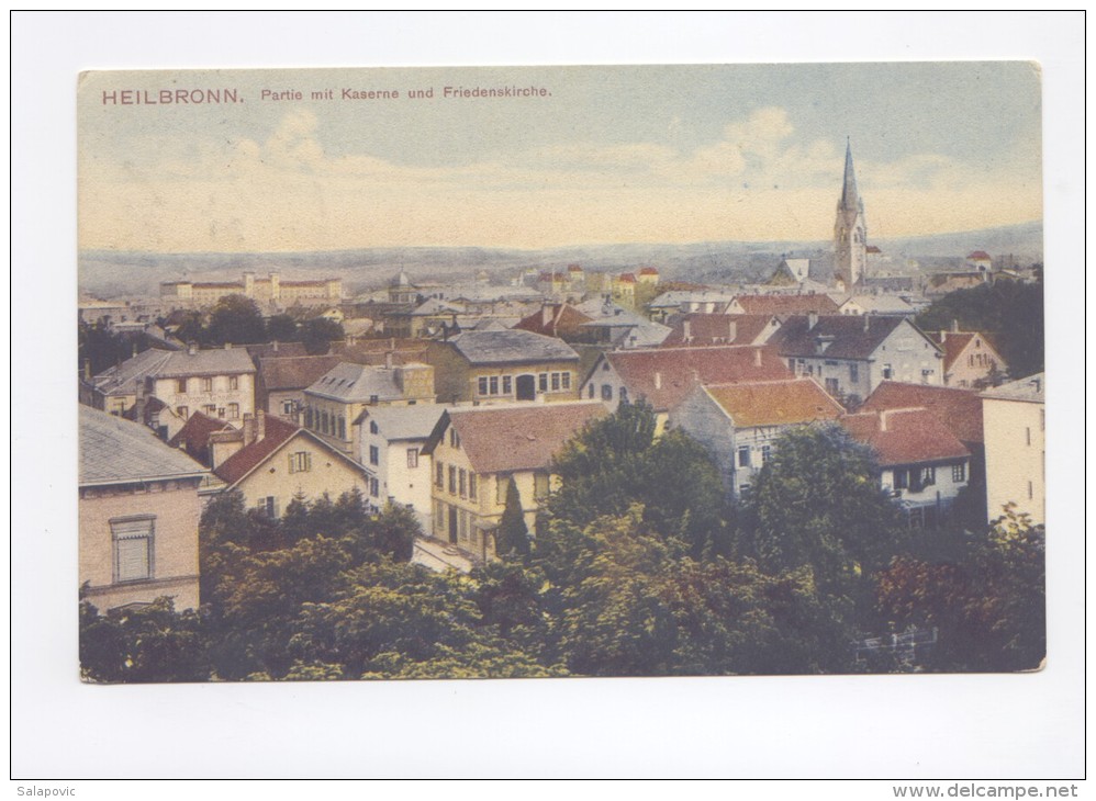 HEILBRONN PARTIE MIT KASARNE UND FRIEDENSKIRCHE 1910   STR1/168 - Heilbronn