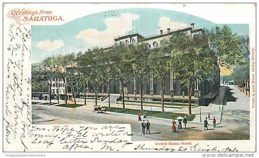 210221-New York, Saratoga Springs, United States Hotel, Private Mailing Card, PMC, Louis Glaser - Saratoga Springs