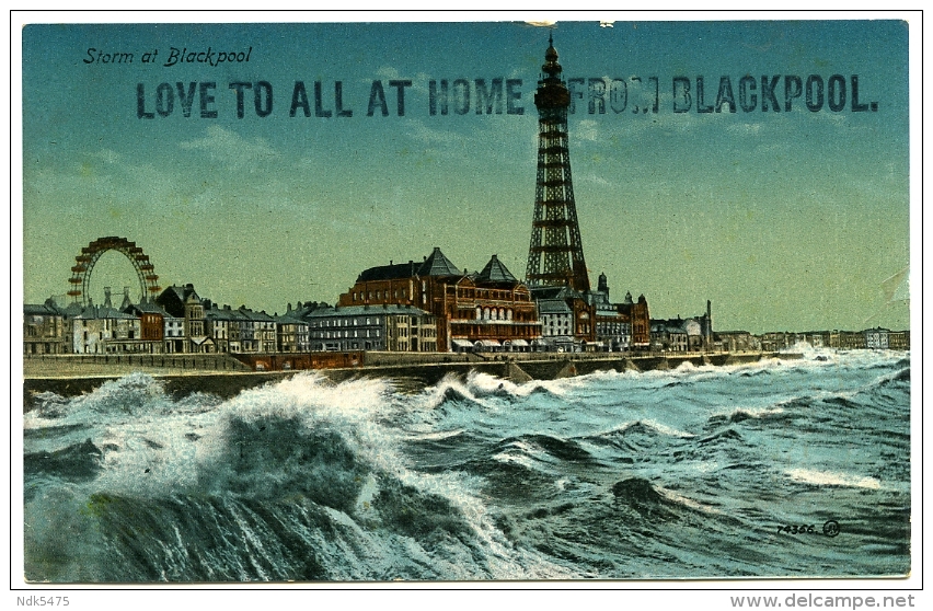 BLACKPOOL : STORM / LOVE TO ALL AT HOME FROM BLACKPOOL - OVERPRINT - Blackpool