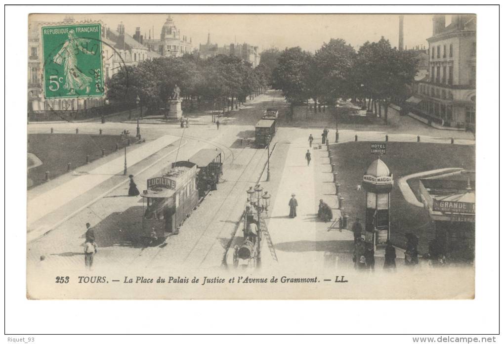 253 - TOURS -  La Place Du Palais De Justice Et L'Avenue De Grammont - LL - Tours