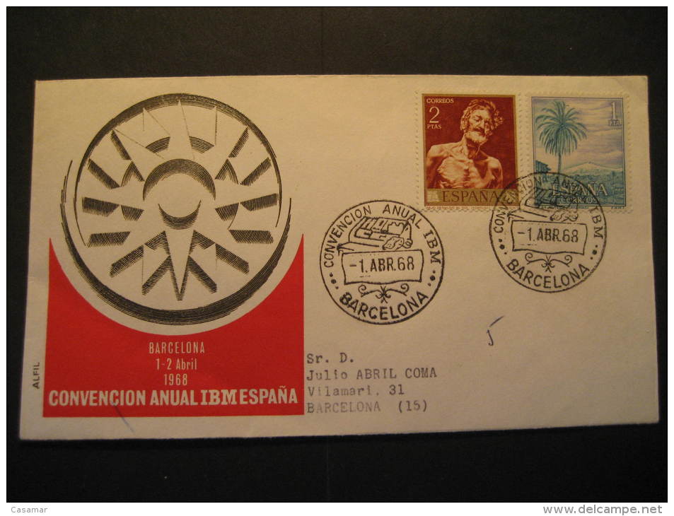 Barcelona 1968 IBM Computer Computers Telecom Informatics Spain Cancel Cover - Computers