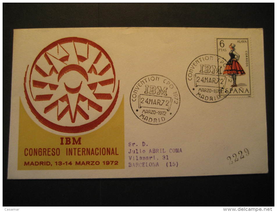 Madrid 1972 IBM Computer Computers Telecom Informatics Spain Cancel Cover - Informatique