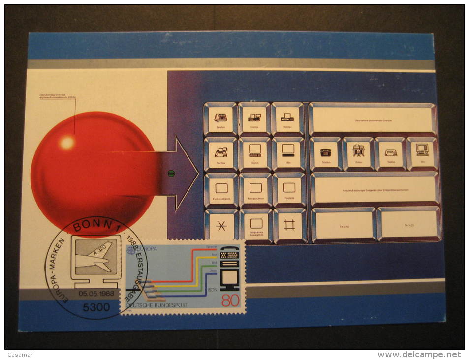 Bonn 1988 Europa Europe Computer Computers Telecom Informatics Germany Maxi Maximum Card - Informatique