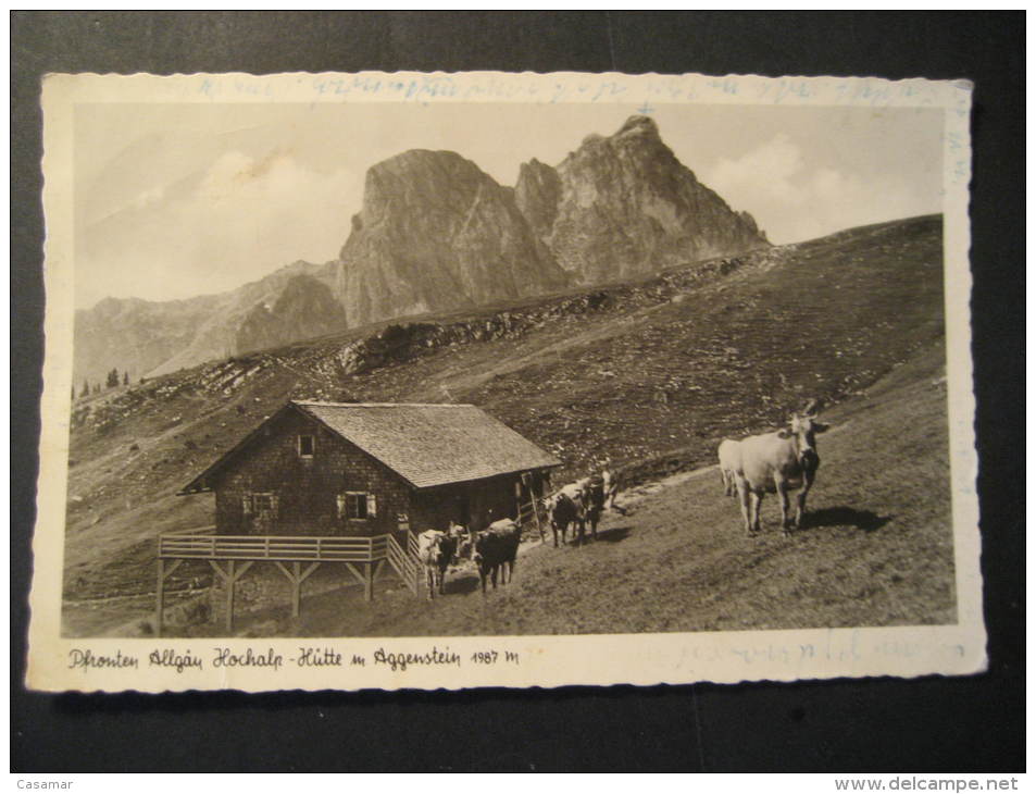 Pfronten Allgau Hochalp Hutte Aggenstein Augsburg 1952 Germany Stamp On Post Card Mountain Mountains - Pfronten