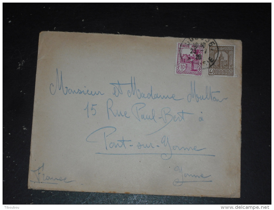 LETTRE TUNISIE AVEC YT 124 ET 131 - PORTEUSE D EAU - GRANDE MOSQUEE DE TUNIS - CACHET ROND MANUEL SOUSSE - - Briefe U. Dokumente