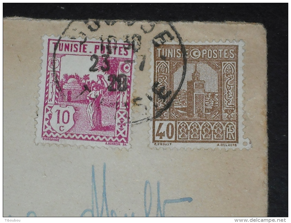 LETTRE TUNISIE AVEC YT 124 ET 131 - PORTEUSE D EAU - GRANDE MOSQUEE DE TUNIS - CACHET ROND MANUEL SOUSSE - - Storia Postale