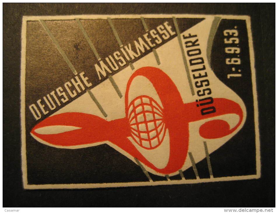 Dusseldorf 1953 Musik Instrument Messe Germany Music Poster Stamp Label Vignette Vi&ntilde;eta Cinderella - Music