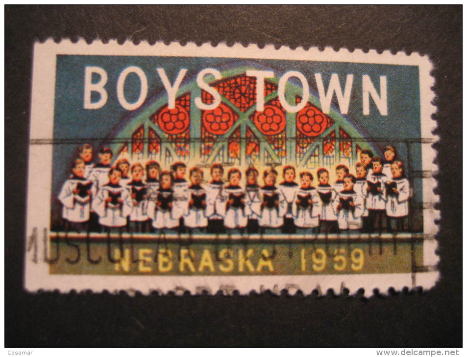 Nebraska 1959 Chorus Boys Town USA Music Poster Stamp Label Vignette Vi&ntilde;eta Cinderella - Music
