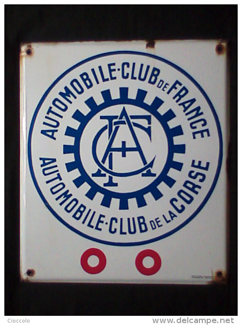 Plaque émaillée Automobile Club France/Corse - Autres & Non Classés