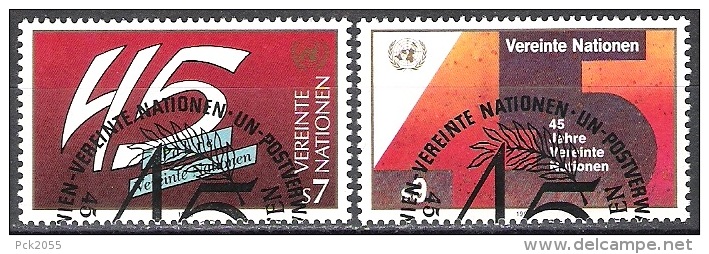 UNO Wien 1990 MiNr.104 - 105 Gest. 45 Jahre UNO( 1304) - Gebruikt