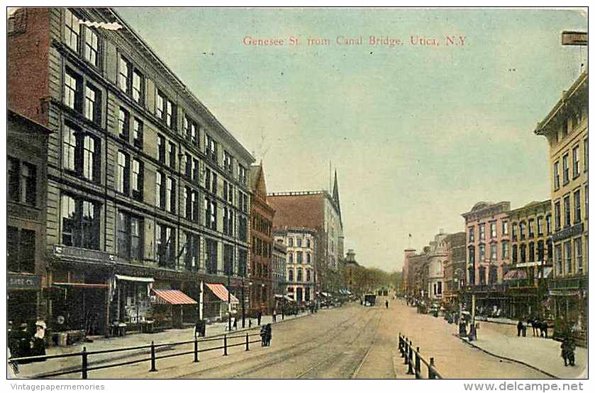 210267-New York, Utica, Genesee Street From Canal Bridge, Utica Paper Co - Utica