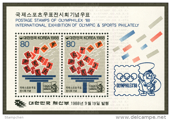 1988 South Korea Stamps S/s OLYMPHILEX'88 Olympic Games Tiger Taekwondo Tennis Soccer Volleyball Shooting - Neufs