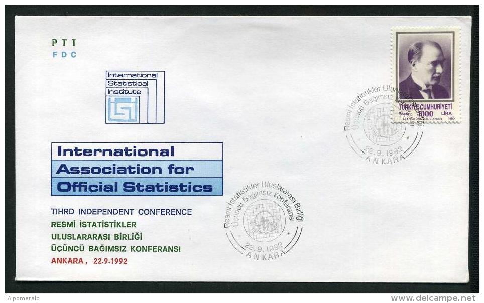 TURKEY 1992 FDC - (ISI) International Association For Official Statistics / 3rd Independent Conf., Ankara, Sept. 22. - FDC