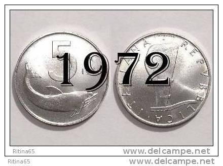 !!! LIRE 5 1972 FDC " DELFINO " ITALIA !!! - 5 Lire