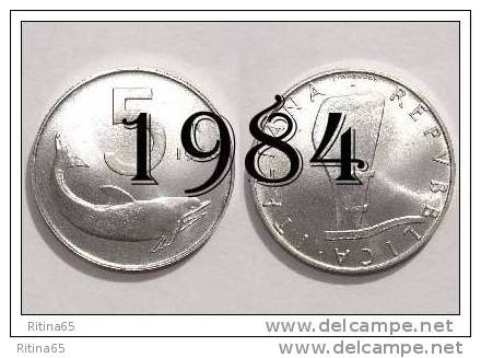 RARA !!! LIRE 5 1984 FDC " DELFINO " ITALIA !!! RARA - 5 Lire