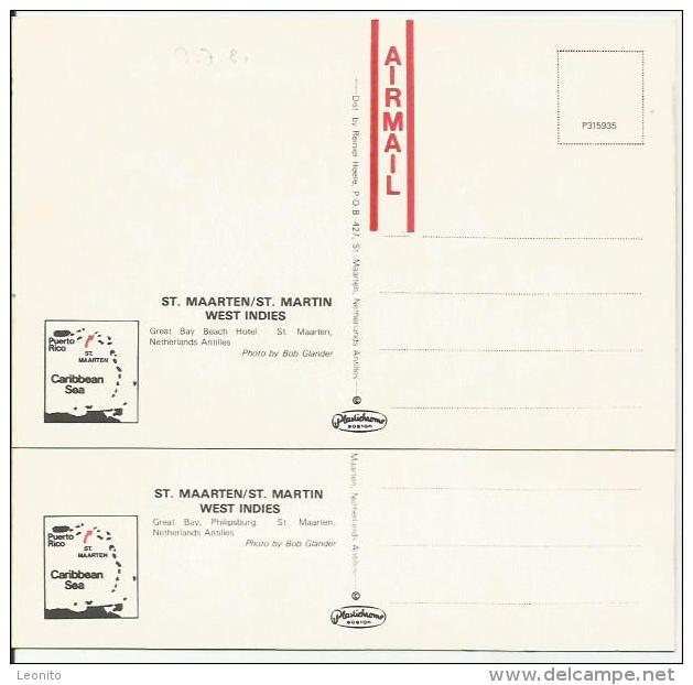 ST. MARTIN ST. MAARTEN West Indes Nederlands Antilles GREAT BAY BEACH HOTEL Philipsburg 2 Cards - Saint-Martin