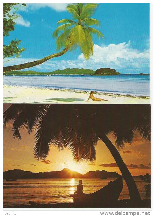 SEYCHELLES Praslin Côte D'Or Sunset 2 Cards - Seychellen