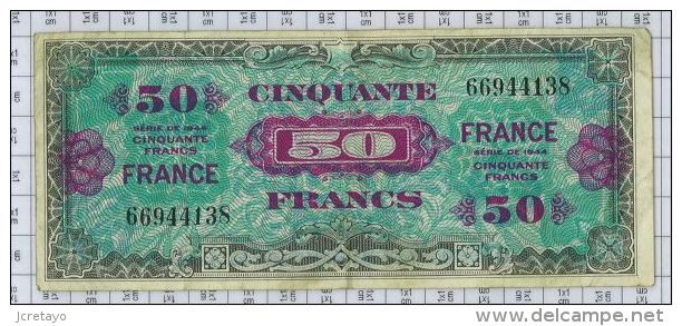 50 Francs Trésor Français , Ref Fayette VF24/1, état TTB - 1945 Verso Francia