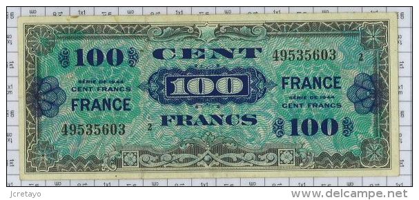 100 Francs Trésor Français , Ref Fayette VF25/2, état TTB - 1945 Verso Frankreich