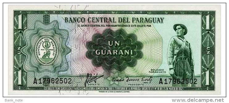 PARAGUAY 1 GUARANI 1952 Pick 193a Unc - Paraguay