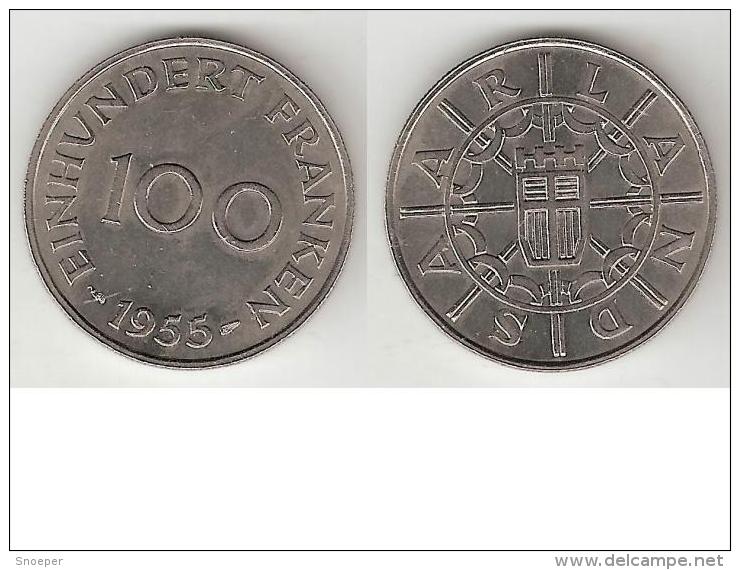 Saarland 100 Franken 1955  Km 4  Unc !!!!! - Sonstige & Ohne Zuordnung