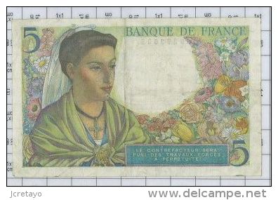 5 Francs Berger, Ref Fayette 5-2, état TTB - 5 F 1943-1947 ''Berger''