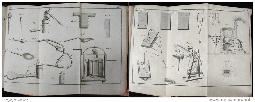 Bibliothèque Physico-Économique, Instructive & Amusante / 1785 / 3 Belles Planches Dépliantes - 1701-1800