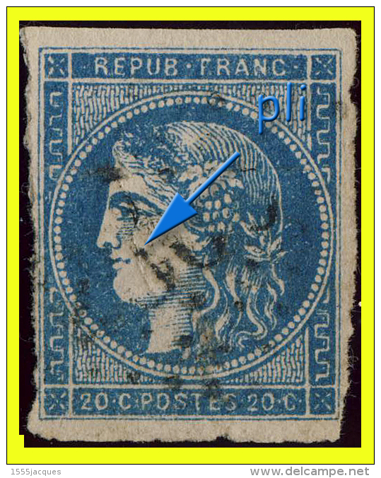 N° 45C II REP. 3 CÉRÈS ÉMISSION DE BORDEAUX 1870 - OBLITÉRÉS ST + ST / B - GC 4709 : ROQUEBRUNE - - 1870 Bordeaux Printing