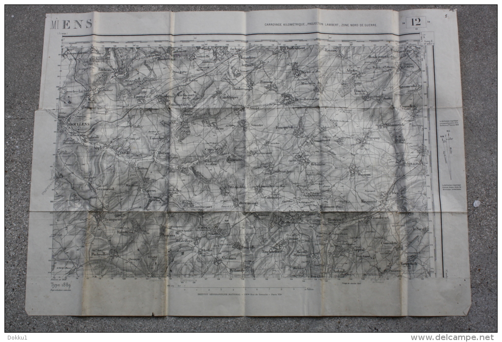 Carroyage Kilométrique_projection Lambert_zone De Guerre Nord - Carte Type 1899, Somme, Secteur Doullens Et Moyenneville - Topographische Karten
