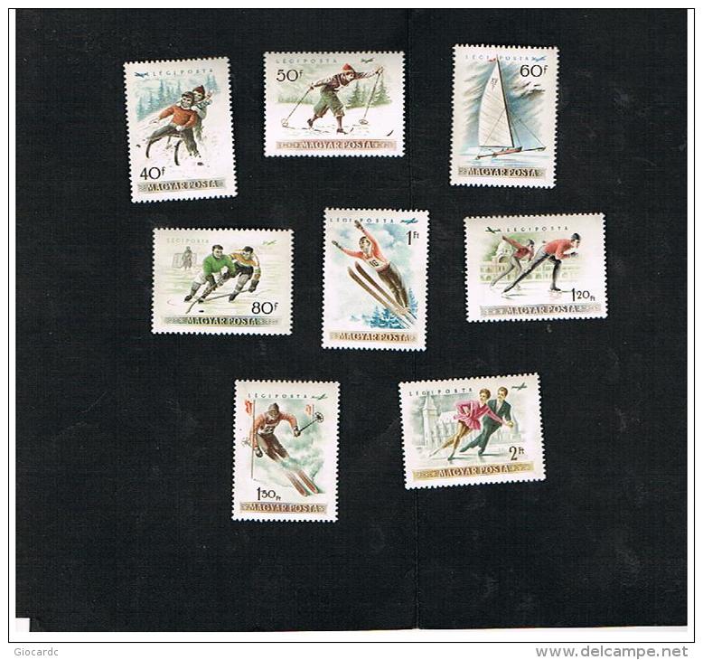 UNGHERIA (HUNGARY)  - YV. 181.188  AEREA - 1955  CAMPIONATI EUROPEI DI SPORT INVERNALI    - NUOVI    (MINT)** - Unused Stamps