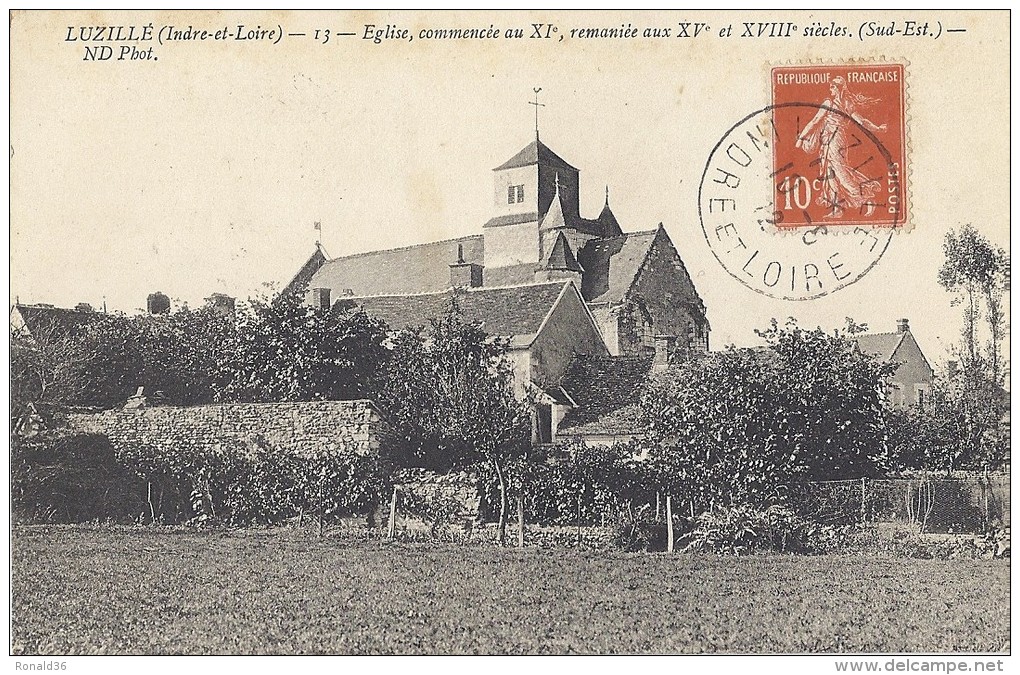 Cp 37 Indre Et Loire LUZILLE Eglise Commencée Au XI ( Habitation , Ferme Pré ) - Other & Unclassified