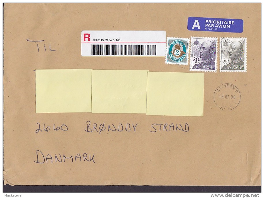 Norway A Prioritaire Par Avion Label Registered Recommandée Einschreiben STAVERN 2006 Cover Brief Olav 20 & 50 Kr Stamps - Briefe U. Dokumente