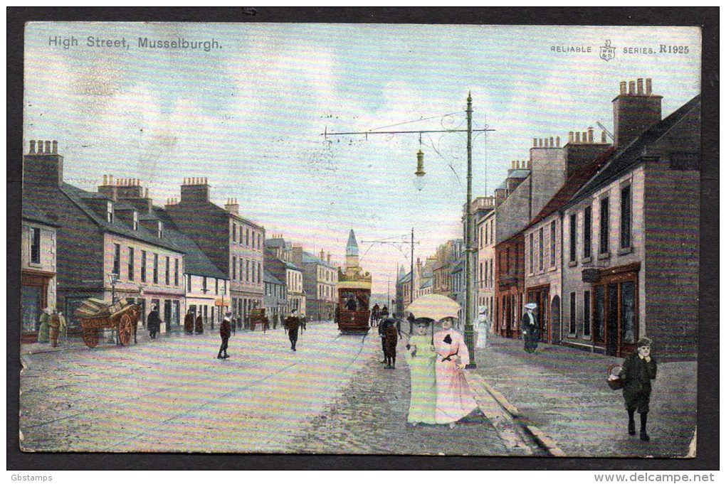 High Street Musselburgh East Lothian-Trams Etc-1906 Posted Card As Scanned - East Lothian