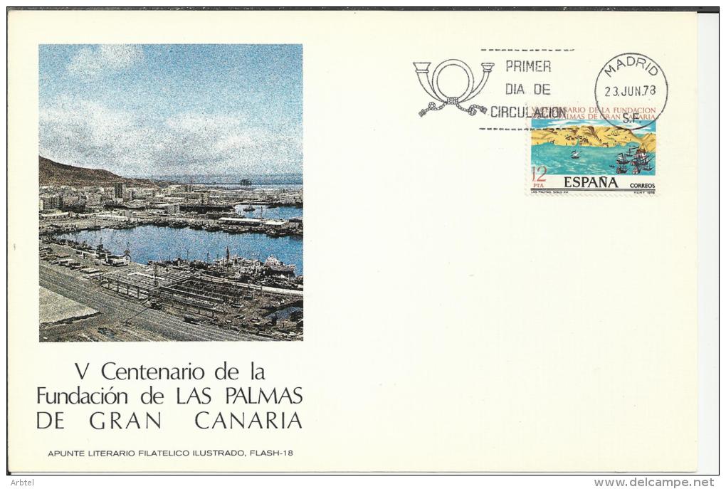 ESPAÑA TARJETA MAT PRIMER DIA FUNDACION LAS PALMAS DE GRAN CANARIA BARCOS - Islands