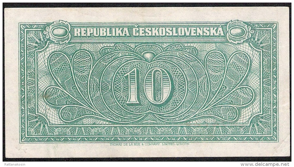 CZECHOSLOVAKIA  P60 10 KORUN 1945 #P/T       AUNC. - Tchécoslovaquie