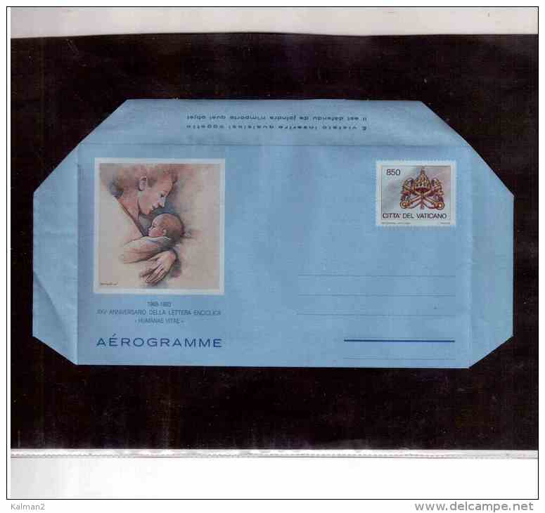 TEM7827-   AEROGRAMMA " XXV ANN. LETTERA ENCICLICA ´HUMANAE VITAE´ "    / CAT. FILAGRANO   A.31   NUOVO - Postal Stationeries