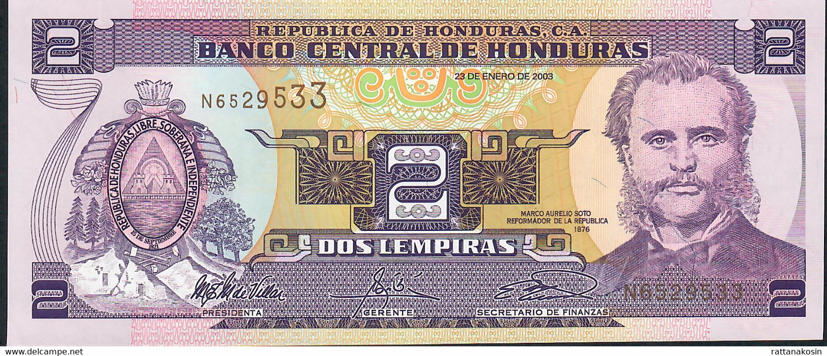 HONDURAS  P80Ad  2 LEMPIRAS 2003  #N   UNC. - Honduras