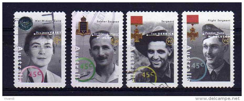 Australia - 1995 - World War II Heroes (1st Series, Perf 11½) - Used - Oblitérés