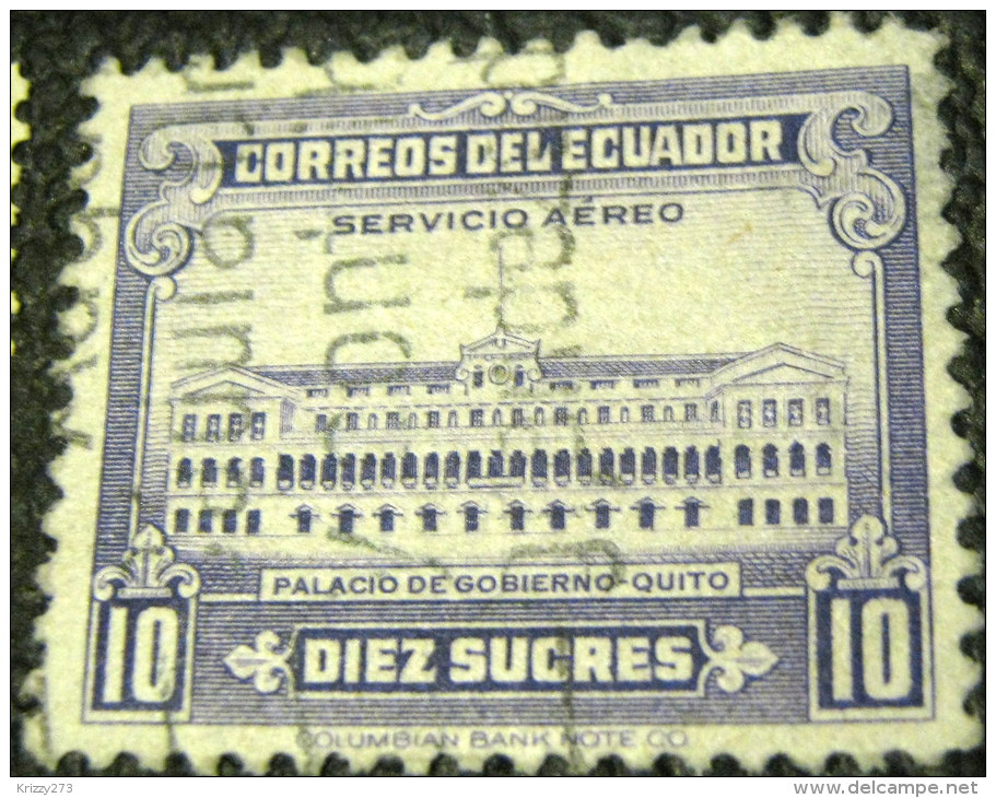 Ecuador 1944 Government Palace Quito 10s - Used - Ecuador