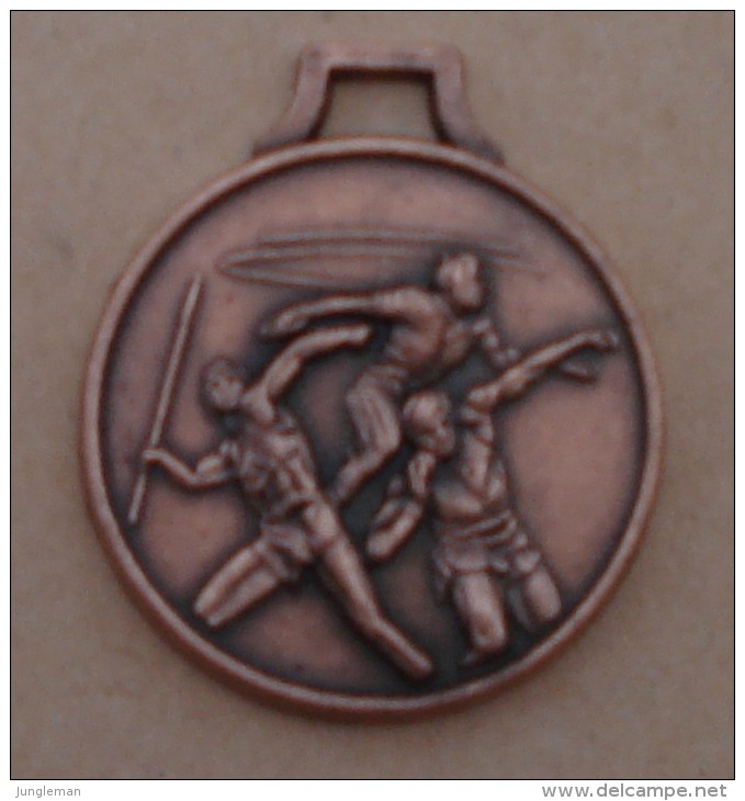 Médaille - Athlétisme - Métal Jaune - Javelot, Disque Et Poids - Atletismo
