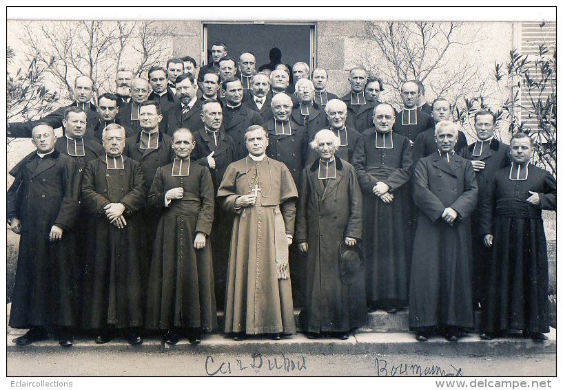Carte Photo    Religion Groupe D'écclésiastiques Au Centre Le Cardinal L.E. Dubois 1856-1929 Archevêque De Paris - A Identifier
