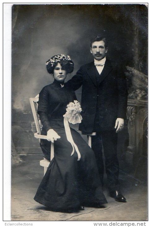 Carte Photo    Couple  Mariage  (photographe De Limoges) - A Identifier