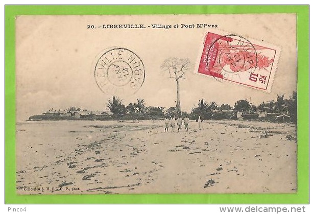 GABON LIBREVILLE VILLAGE ET PONT M´PYRA CARTOLINA FORMATO PICCOLO VIAGGIATA NEL 1912 - Gabon