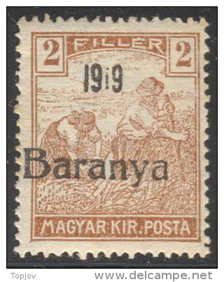 YUGOSLAVIA - UNGARN - CROATIA - BARANYA - 2 Fil. III Typ Ovpt - Short. "1" - *MLH - 1919 - Exist 360 Pcs - Nuevos